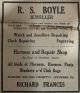 Boyle, R.S. Jeweller & Richard Francis Harness maker advertisement