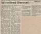 Bennett, Winnifred nee May obituary