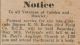 Burns, Ernest death - notice to veterans to fall in at funeral