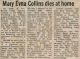 Collins, Mary Evna nee Cotnam obituary