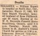 Thrasher, William Rupert death