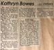 Bowes, Kathryn nee MacLaren obituary
