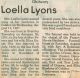 Lyons, Loella obituary