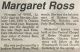 Ross, Lt. N.S. Margaret death