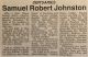 Johnston, Samuel Robert obituary
