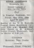 Peter ANDERSON funeral card Peter ANDERSON funeral card