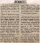 Bennett, John Obituary Bennett, John Obituary