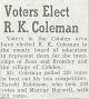 Ronald Kay COLEMAN elected to county board of education
