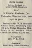 John LABEAU funeral card