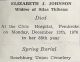 Thibeau, Elizabeth Jane JOHNSON funeral card