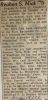 Mick, Reuben S. obituary Mick, Reuben S. obituary