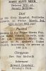 McBride, Mary Alice MICK funeral card