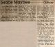 Maybee, Grace obituary Maybee, Grace obituary