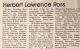 Ross, Herb obituary