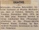 Schroeder, Charles death notice