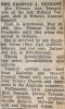 Tennant, Frances Ann nee Severin obituary Tennant, Frances Ann nee Severin obituary