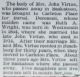 Virtue, Amelia Ruth nee WRIGHT funeral