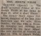 Walsh, Mary Agnes nee Patterson death