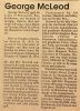 McLeod, George obituary 