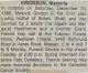 Erickson, Marjorie Aleta GORDON death