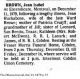 Brown, Jean Isabel nee Huckabone death