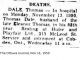 Dale, Thomas death notice