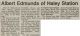 Edmunds, Albert obituary