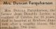 Farquharson, Jean Donalda nee Leckie death
