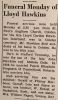 Hawkins, Lloyd obituary Hawkins, Lloyd obituary