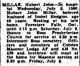 Death Notice - Hubert John Millar