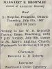Bromley, Margaret Elizabeth BROWNLEE funeral card