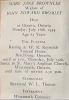 Bromley, Mary Jane 'Jennie' BROWNLEE funeral card