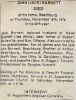 John Walter BURNETT funeral card