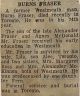 Burns Edward FRASER death