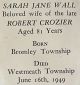 Crozier, Sarah Janet 'Jennie' WALL funeral card