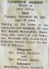 Jeffrey, Catherine Jane DICKSON funeral card