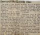 John Bernard MCQUADE obituary John Bernard MCQUADE obituary