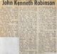 John Kenneth ROBINSON obituary John Kenneth ROBINSON obituary