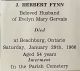 J. Herbert FYNN funeral card