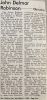 John Delmar ROBINSON obituary