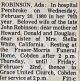 Robinson, Ada May WHITMORE death