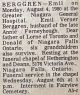 Emil Verner BERGGREN obituary