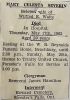 Waite, Mary Celesta SEVERIN funeral card