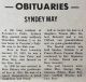 May, Sydney obituary