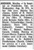 Johnson, Martha Obituary - newspaper clipping
 Johnson, Martha Obituary - newspaper clipping