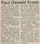 Paul Oswald KROSE obituary