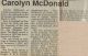 McDonald, Carolyn nee Carnegie obituary
