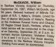 McQuade, William death McQuade, William death