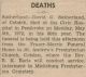 Sutherland, David C. death Sutherland, David C. death