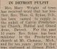 Sykes, Rev. Thomas G. - Minister in Detroit